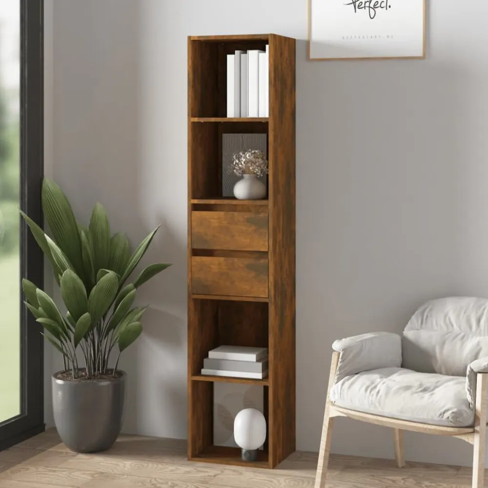 vidaXL Estantería madera contrachapada color 36x30x171cm Roble ahumado