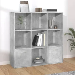 vidaXL Estanterías-Estantería madera contrachapada gris hormigón 98x30x98 cm
