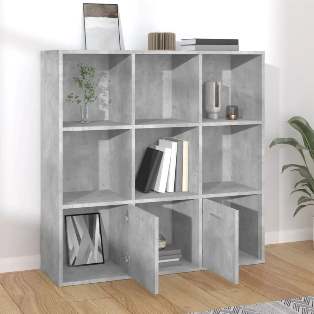 vidaXL Estanterías-Estantería madera contrachapada gris hormigón 98x30x98 cm
