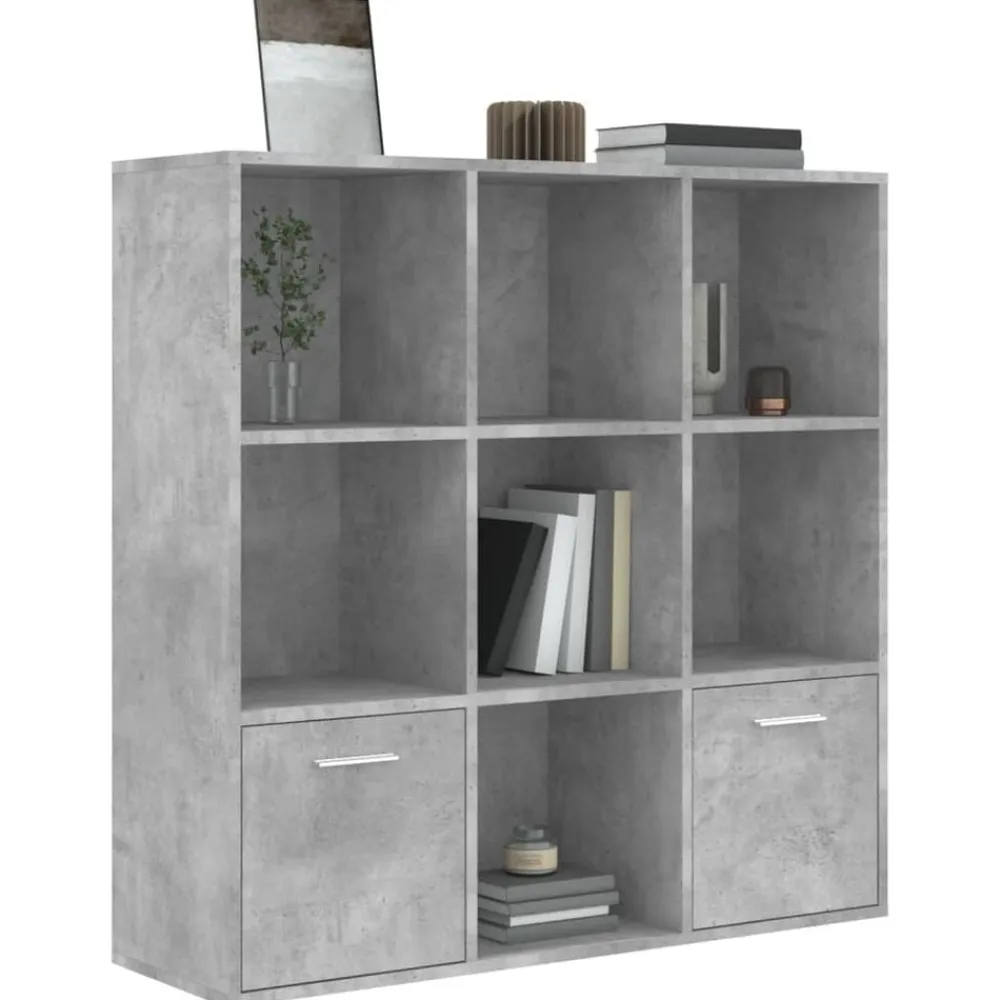 vidaXL Estanterías-Estantería madera contrachapada gris hormigón 98x30x98 cm
