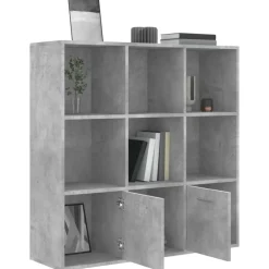 vidaXL Estanterías-Estantería madera contrachapada gris hormigón 98x30x98 cm