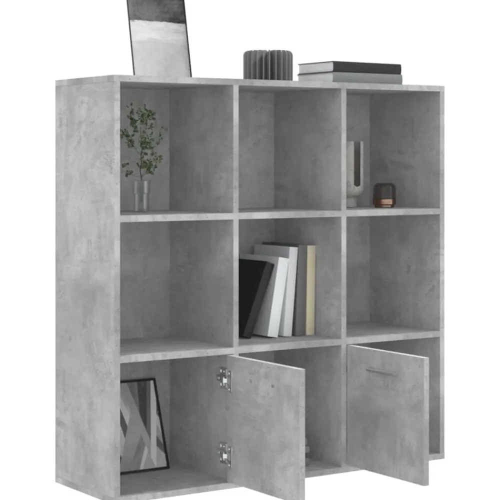 vidaXL Estanterías-Estantería madera contrachapada gris hormigón 98x30x98 cm