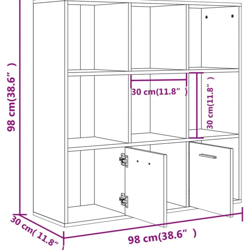 vidaXL Estanterías-Estantería madera contrachapada gris hormigón 98x30x98 cm