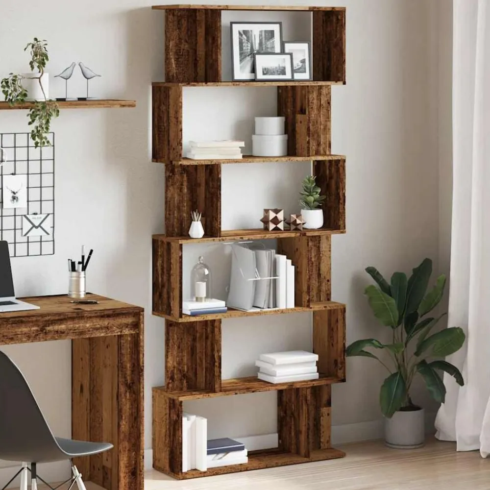 vidaXL Estanterías-Estantería madera de ingeniería madera envejecida 80x24x192 cm
