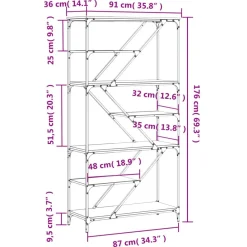 vidaXL Estanterías-Estantería madera de ingeniería acero 91x36x176cm