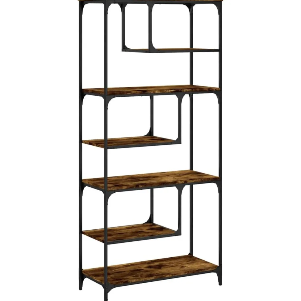 vidaXL Estantería madera de ingeniería 81x36x176 cm Roble ahumado Hot