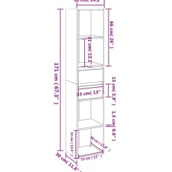 vidaXL Estantería madera de ingeniería color 36x30x171 cm Roble Sonoma Discount