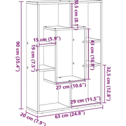 vidaXL Estanterías-Estantería madera de ingeniería color envejecido 63x20x90 cm