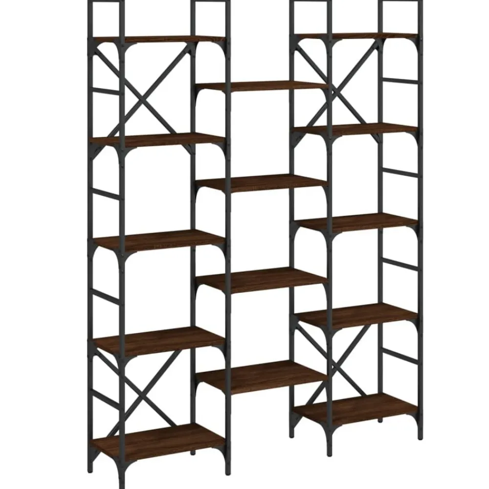 vidaXL Estanterías-Estantería madera de ingeniería roble marrón 127,5x28,5x172,5cm
