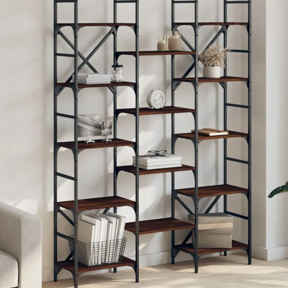 vidaXL Estanterías-Estantería madera de ingeniería roble marrón 127,5x28,5x172,5cm