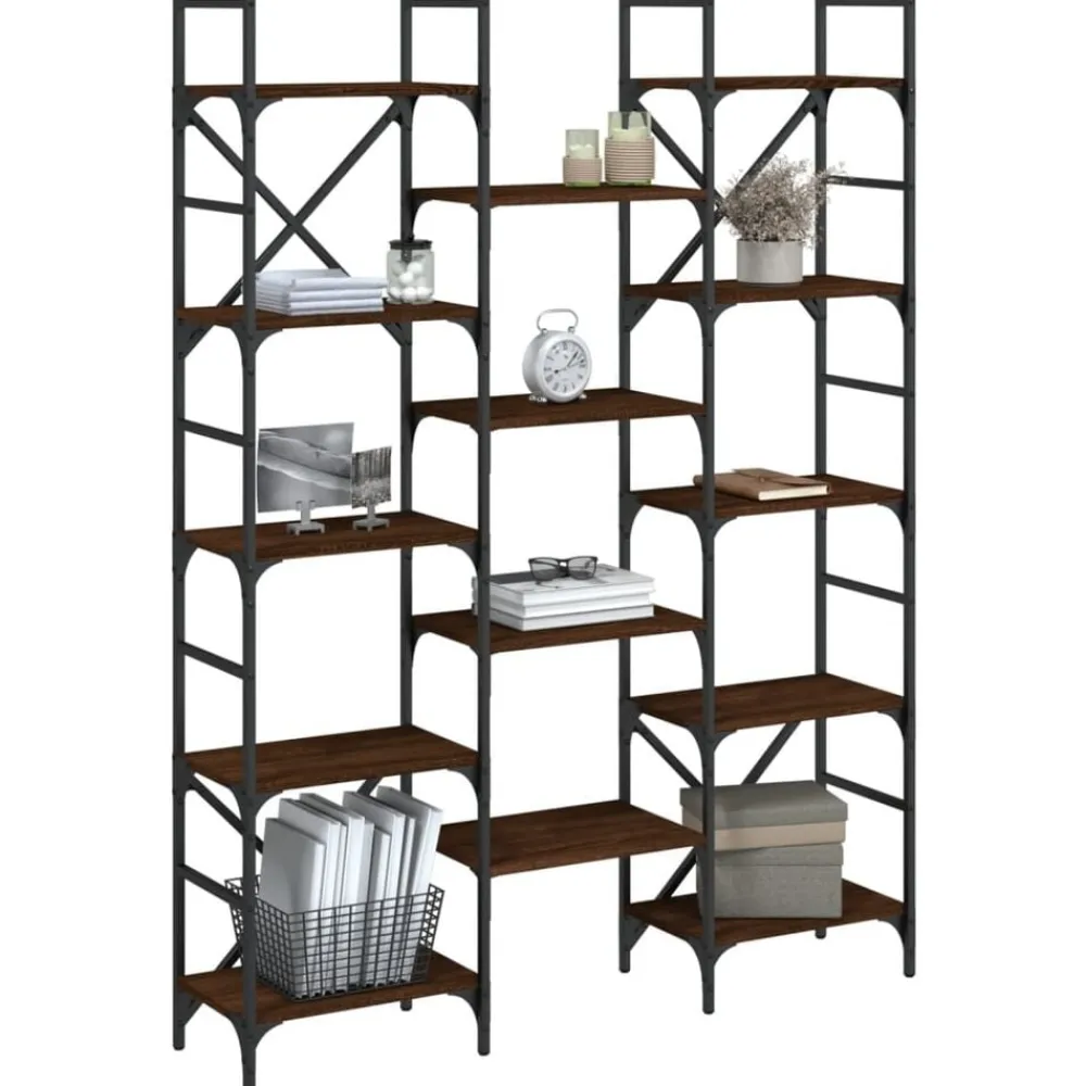 vidaXL Estanterías-Estantería madera de ingeniería roble marrón 127,5x28,5x172,5cm