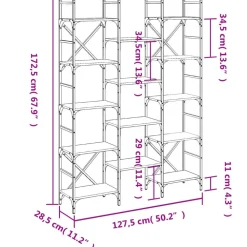 vidaXL Estanterías-Estantería madera de ingeniería roble marrón 127,5x28,5x172,5cm