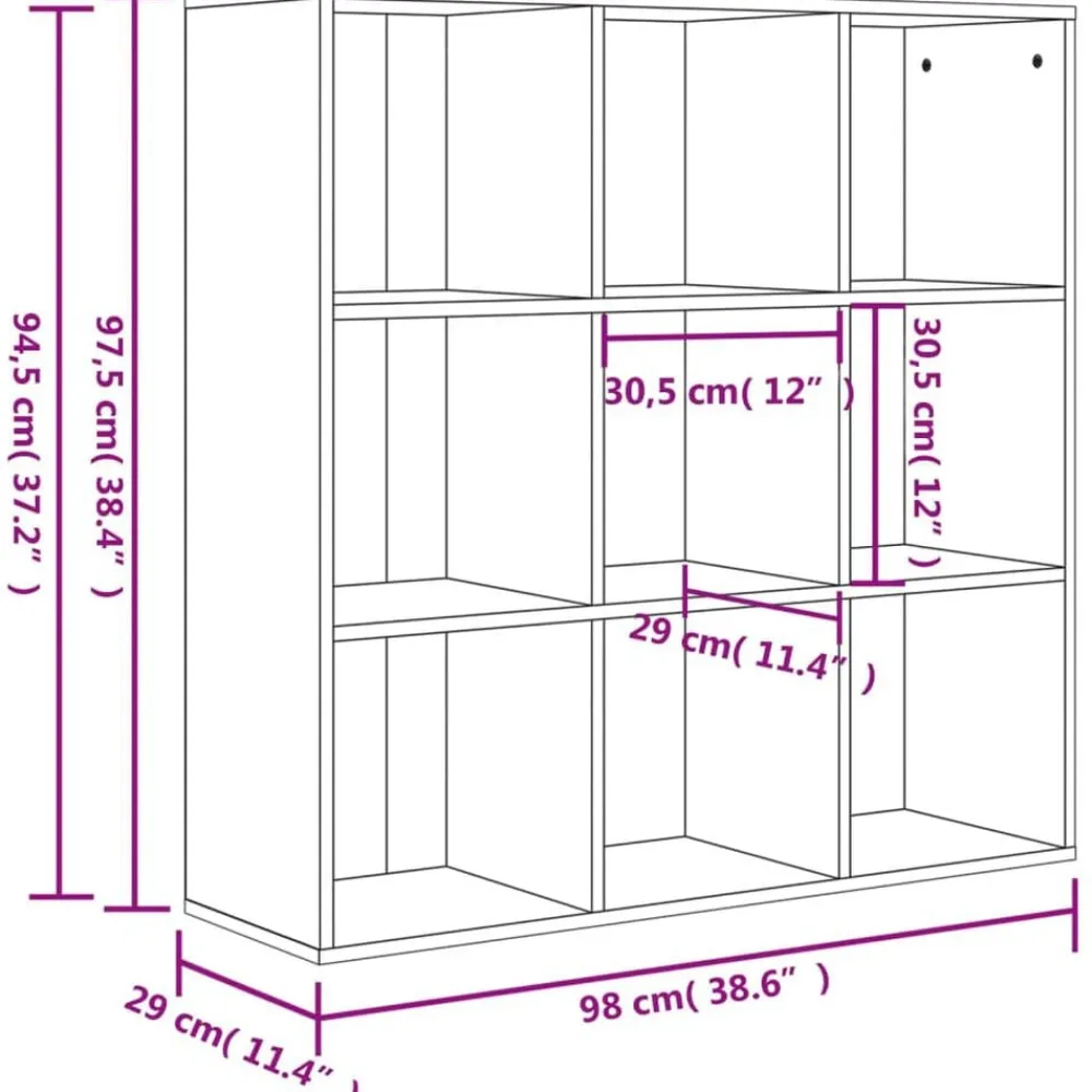 vidaXL Estantería madera de ingeniería 98x29x97,5 cm Roble Sonoma New