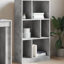 vidaXL Estantería madera de ingeniería gris hormigón 57x28,5x107,5 cm Gris hormig&oacute;n Discount
