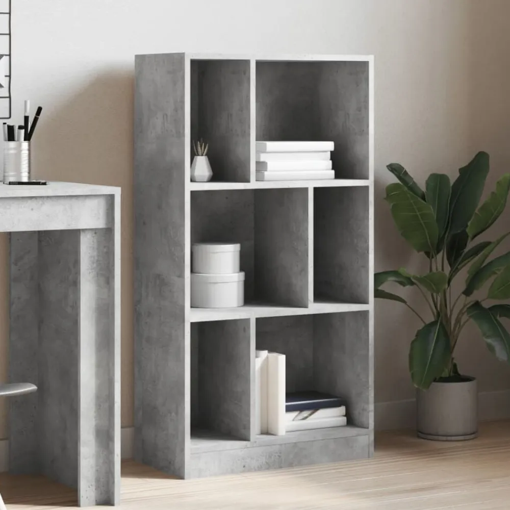 vidaXL Estantería madera de ingeniería gris hormigón 57x28,5x107,5 cm Gris hormigón Discount