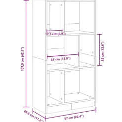 vidaXL Estantería madera de ingeniería gris hormigón 57x28,5x107,5 cm Gris hormigón Discount