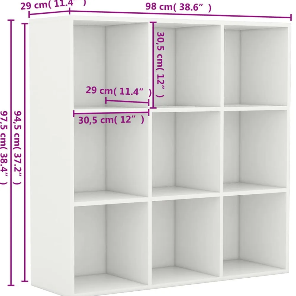 vidaXL Estantería madera de ingeniería 98x29x97,5 cm Blanco Clearance