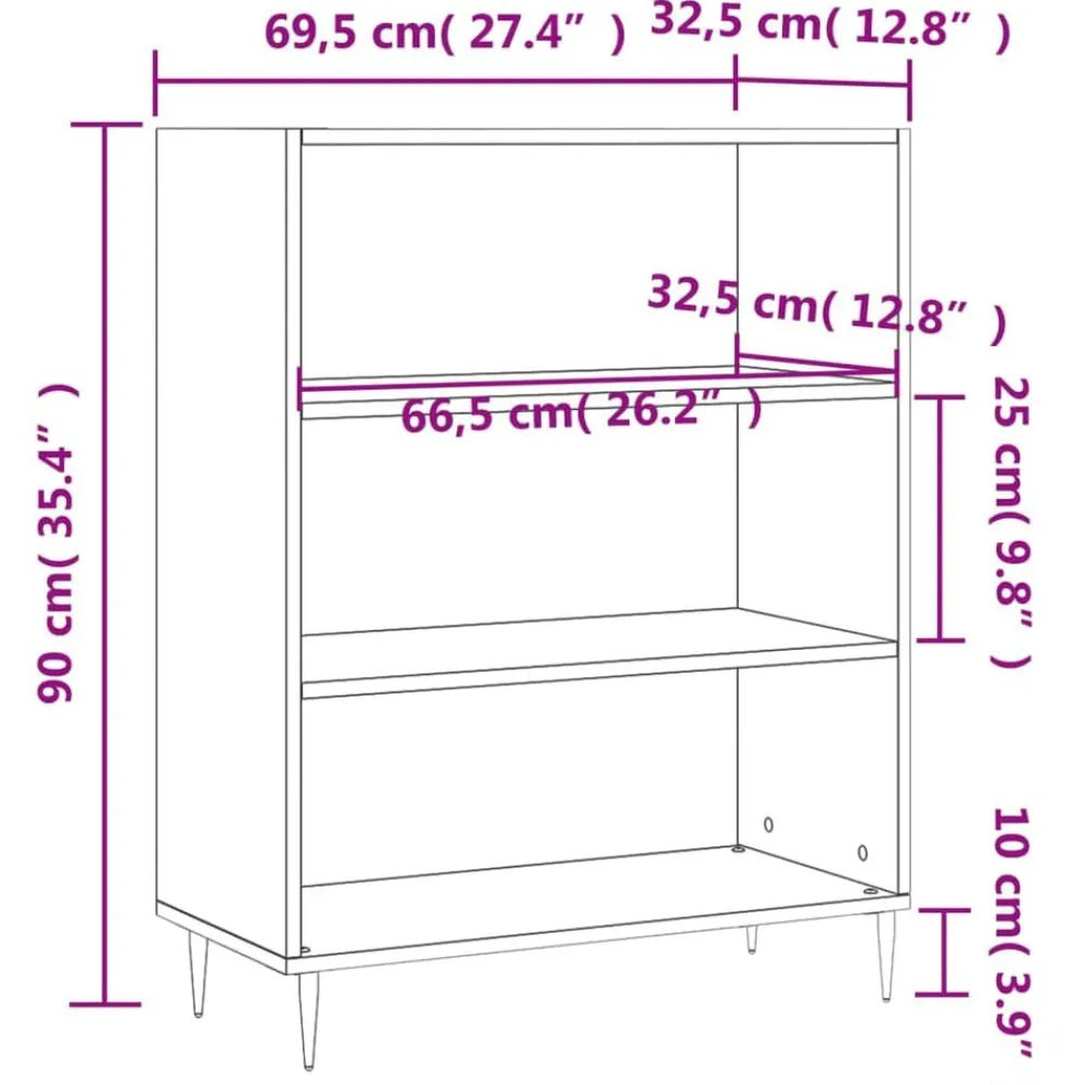 vidaXL Estanterías-Estantería madera de ingeniería 69,5x32,5x90 cm