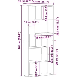 vidaXL Estantería madera de ingeniería color envejecido 67x24x161 cm Madera antigua New