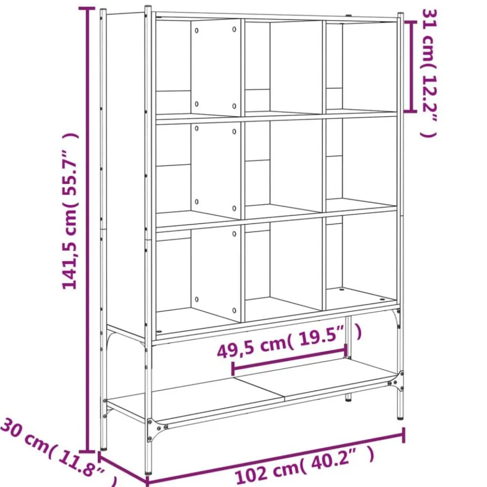 vidaXL Estanterías-Estantería madera de ingeniería 102x30x141,5 cm