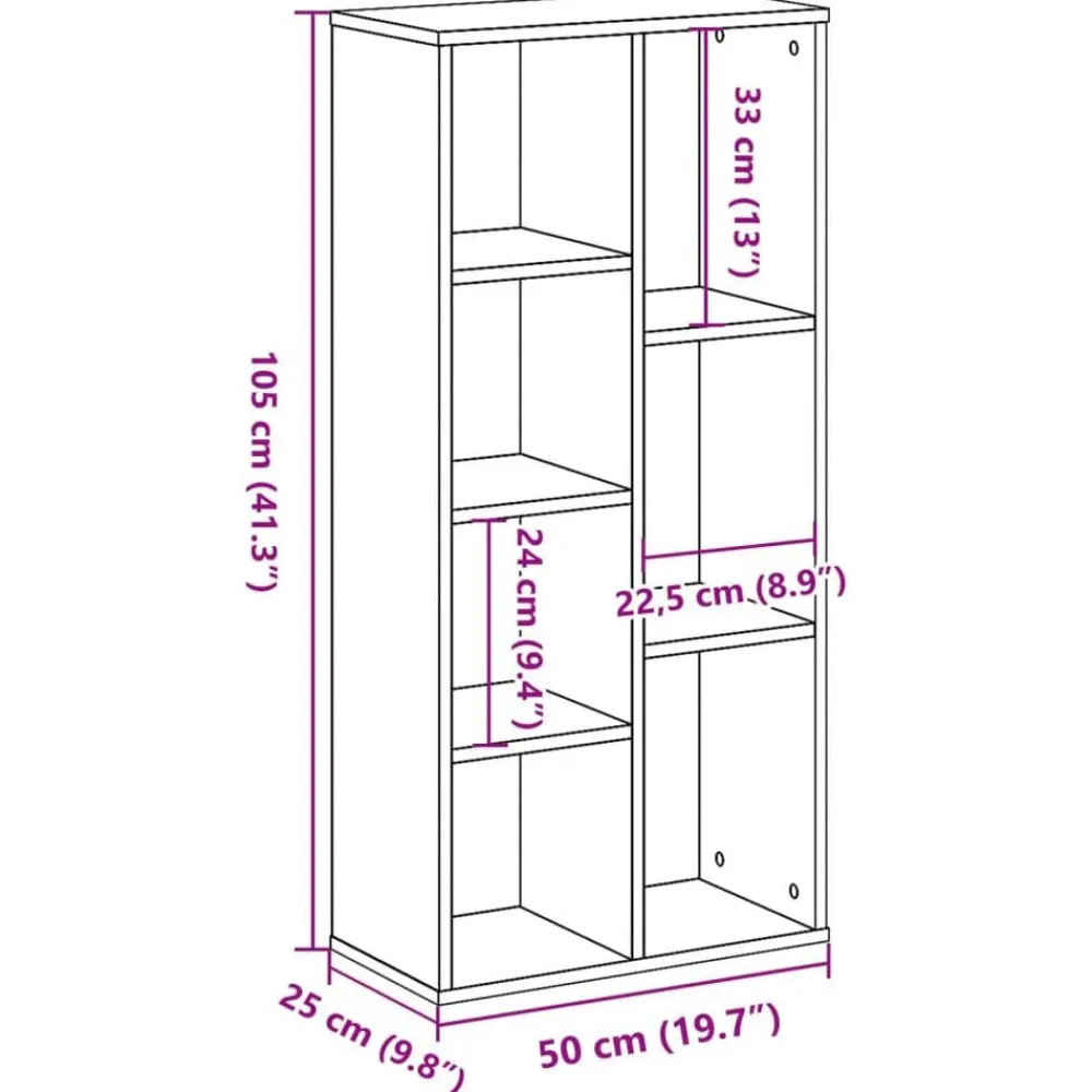 vidaXL Estanterías-Estantería madera de ingeniería color envejecido 50x25x105 cm