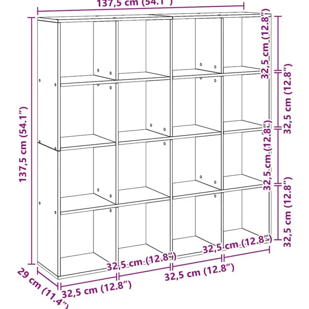 vidaXL Estanterías-Estantería madera de ingeniería roble artisian 137,5x29x137,5cm