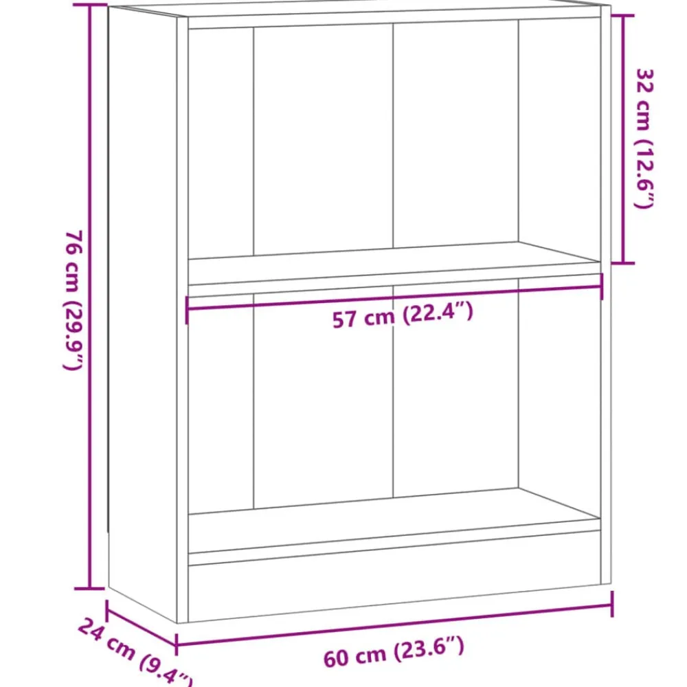 vidaXL Estantería madera de ingeniería color envejecido 60x24x76 cm Madera antigua Discount