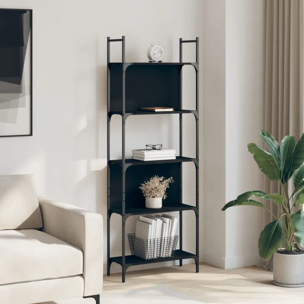 vidaXL Estantería madera de ingeniería negra 155,5x24x166,5 cm Negro Hot