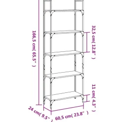 vidaXL Estantería madera de ingeniería negra 155,5x24x166,5 cm Negro Hot