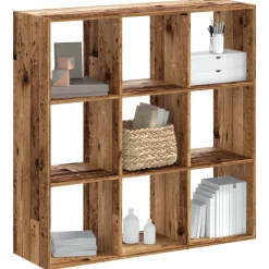 vidaXL Estanterías-Estantería madera de ingeniería color envejecido 102x32x102 cm