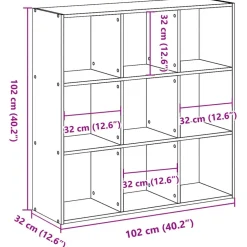 vidaXL Estanterías-Estantería madera de ingeniería color envejecido 102x32x102 cm