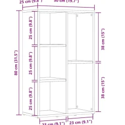 vidaXL Estantería madera de ingeniería envejecida 50x25x80 cm Madera antigua