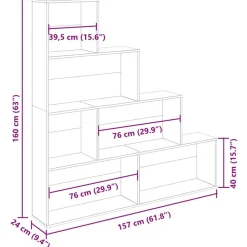 vidaXL Estantería madera de ingeniería 157x24x160 cm Roble artisan