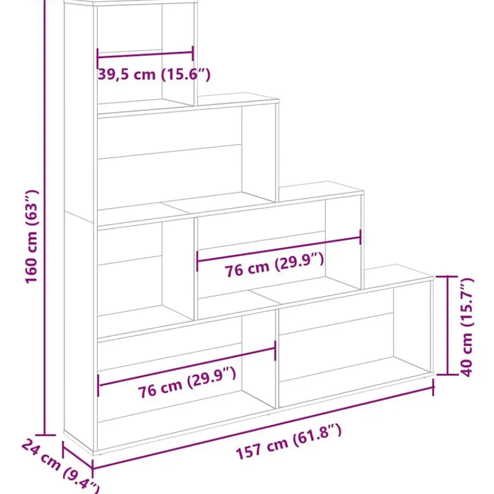vidaXL Estantería madera de ingeniería 157x24x160 cm Roble artisan