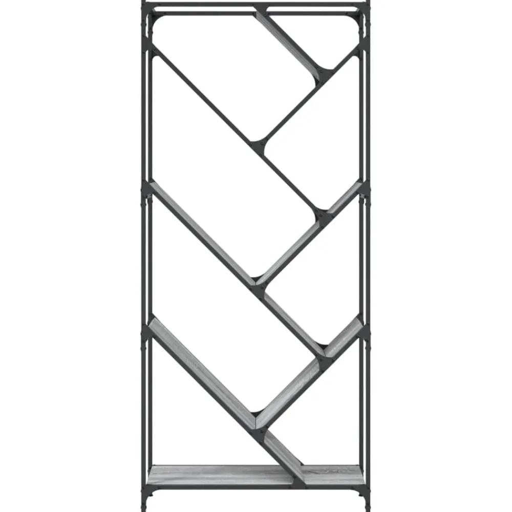 vidaXL Estantería madera ingeniería y metal 79x30x180 cm Gris sonoma Discount