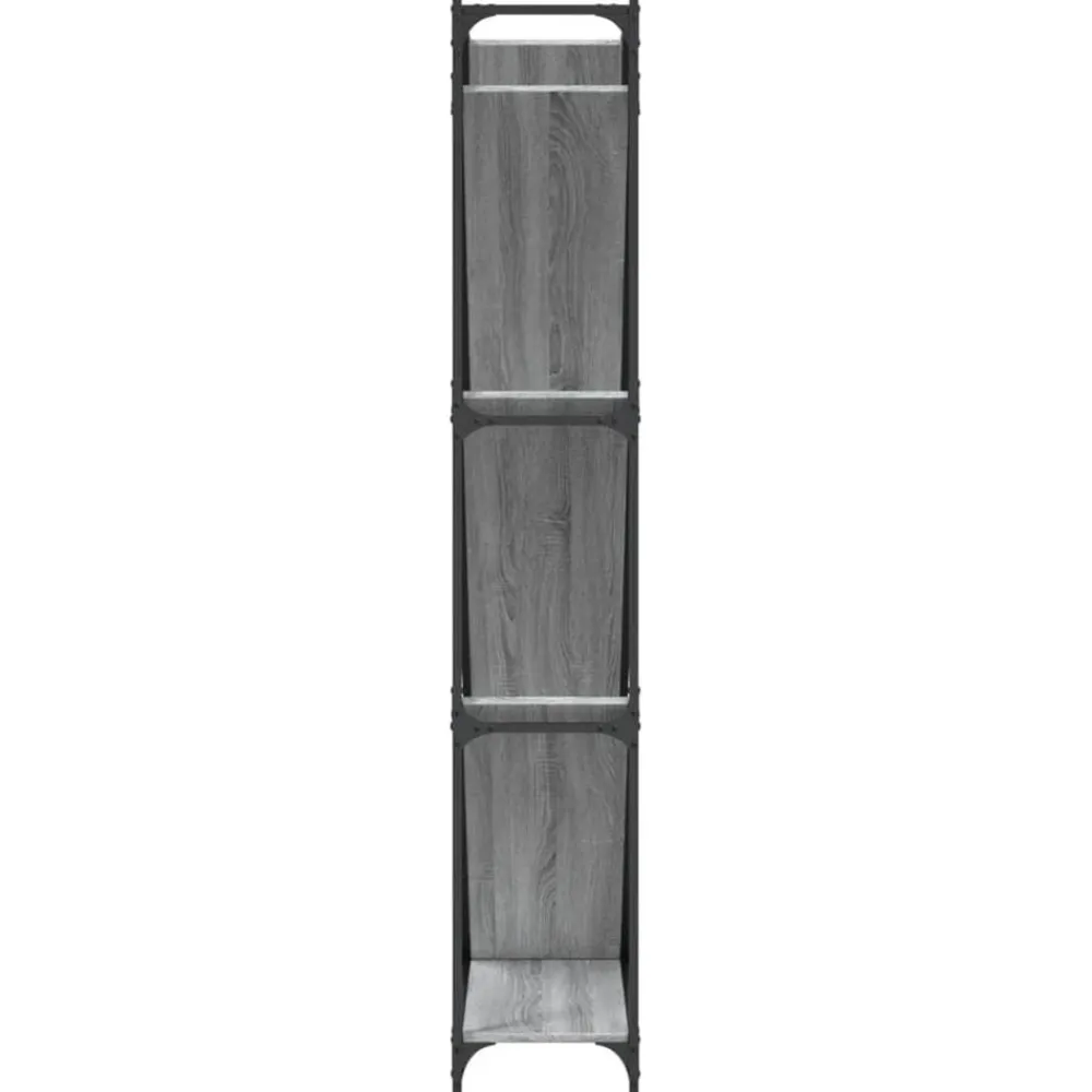 vidaXL Estantería madera ingeniería y metal 79x30x180 cm Gris sonoma Discount