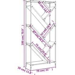vidaXL Estantería madera ingeniería y metal 79x30x180 cm Gris sonoma Discount