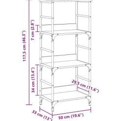 vidaXL Estanterías-Estantería madera ingeniería madera envejecida 50x33x117,5 cm