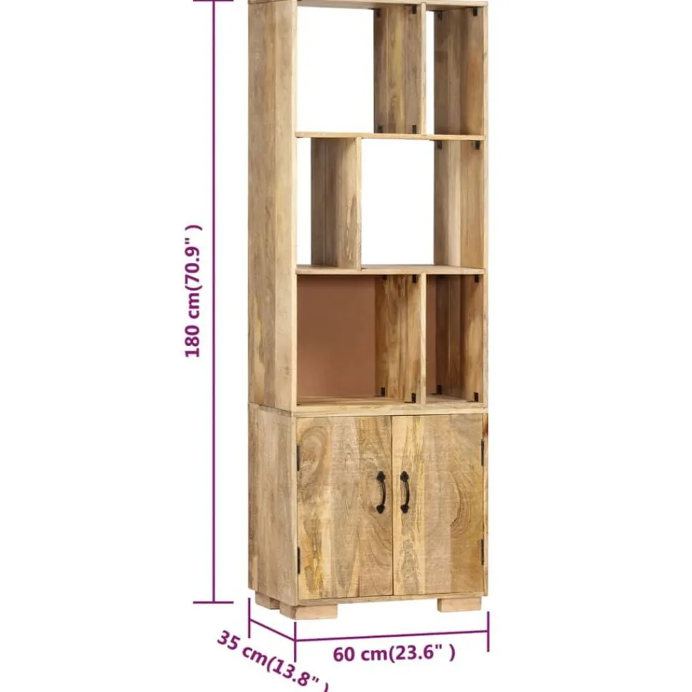 vidaXL Estantería madera maciza de mango 60x35x180 cm Marrón Outlet