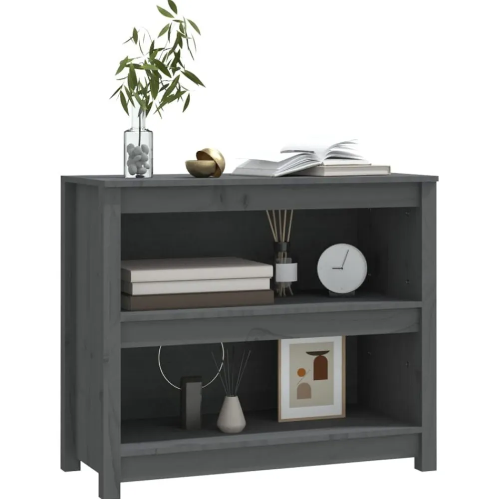 vidaXL Estantería madera maciza de pino 80x35x68 cm Gris Online