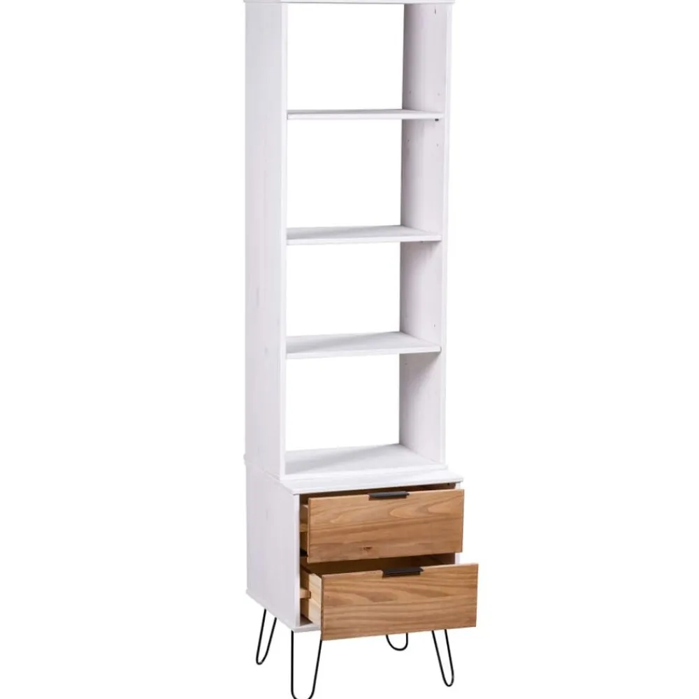 vidaXL Estantería New York madera maciza de pino blanca y madera clara madera blanca y clara New