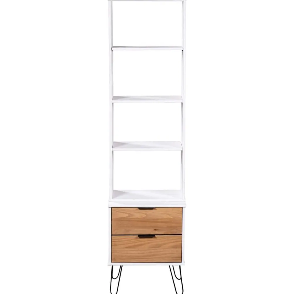 vidaXL Estantería New York madera maciza de pino blanca y madera clara madera blanca y clara New
