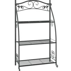 vidaXL Jardín-Estantería para flores acero negro 56x30x96 cm