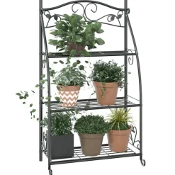 vidaXL Jardín-Estantería para flores acero negro 56x30x96 cm
