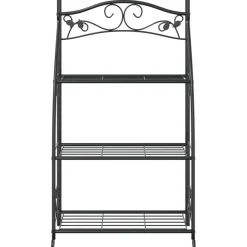 vidaXL Jardín-Estantería para flores acero negro 56x30x96 cm