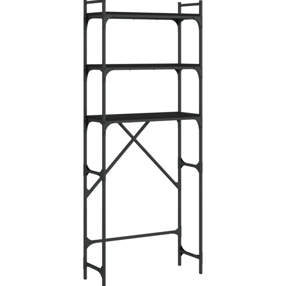 vidaXL Estantería para lavadora madera ingeniería negra 67x25x163 cm Negro Discount
