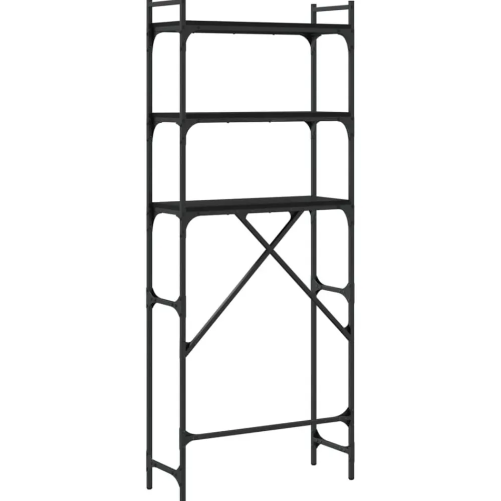 vidaXL Estantería para lavadora madera ingeniería negra 67x25x163 cm Negro Discount