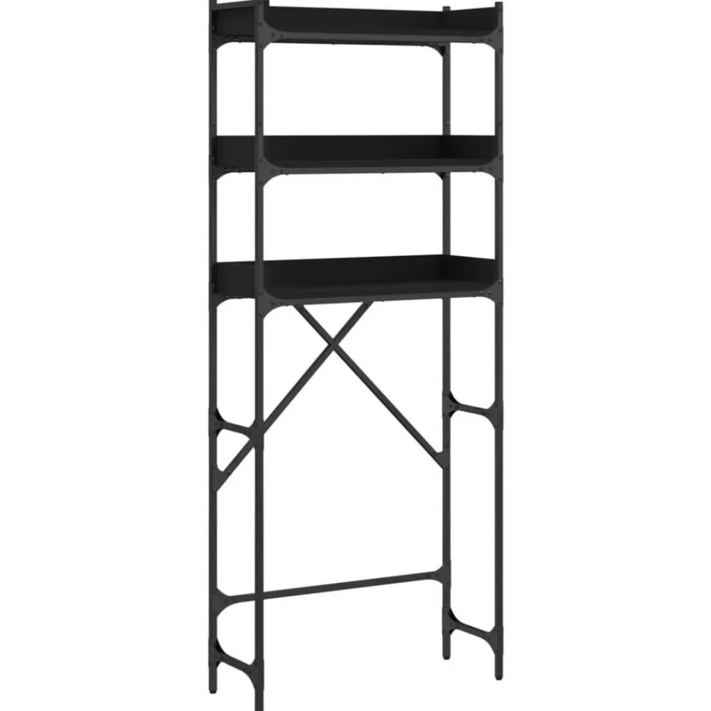 vidaXL Estantería para lavadora madera ingeniería negra 67x25x163 cm Negro