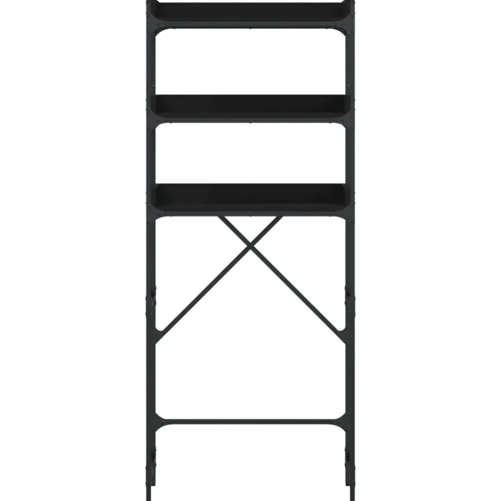vidaXL Estantería para lavadora madera ingeniería negra 67x25x163 cm Negro