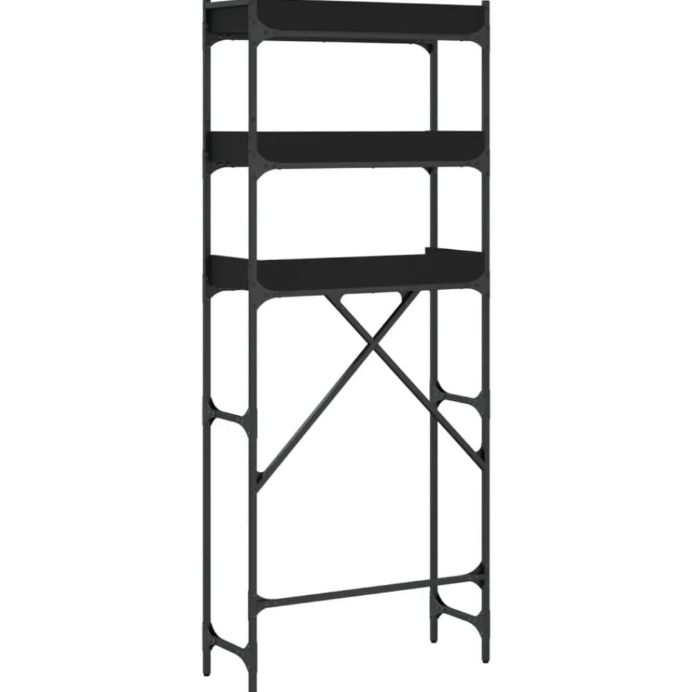 vidaXL Estantería para lavadora madera ingeniería negra 67x25x163 cm Negro